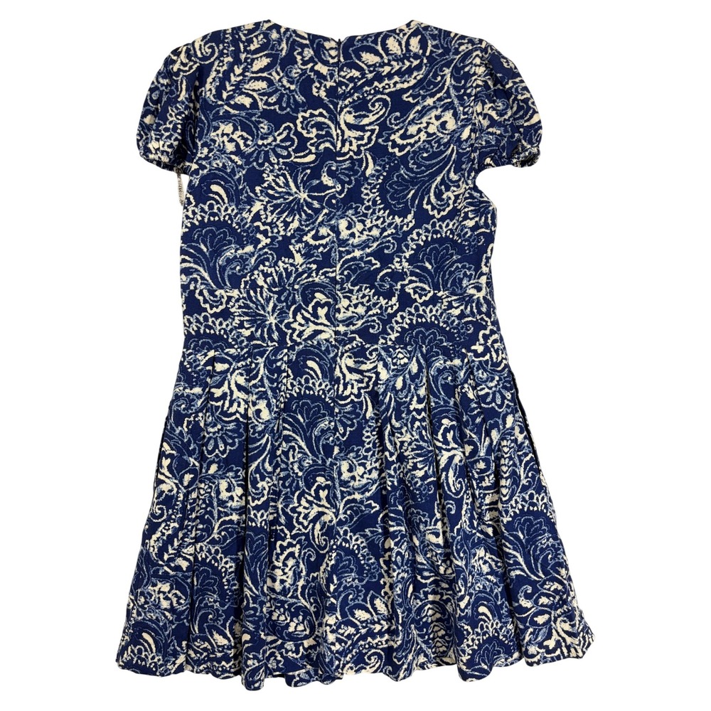 Avec Les Filles Blue Cream Paisley Tie Front Mini Dress 86170 Size 14 NWT - Picture 6 of 6